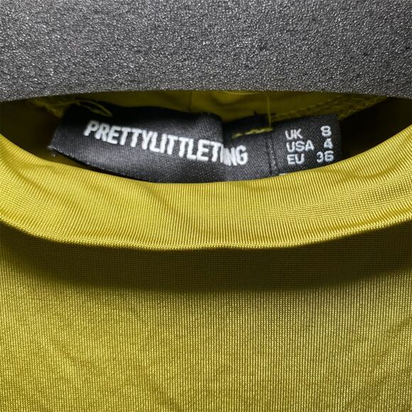 PrettyLittleThing Women’s US 4 Chartreuse Cropped Blouse - Picture 3 of 3